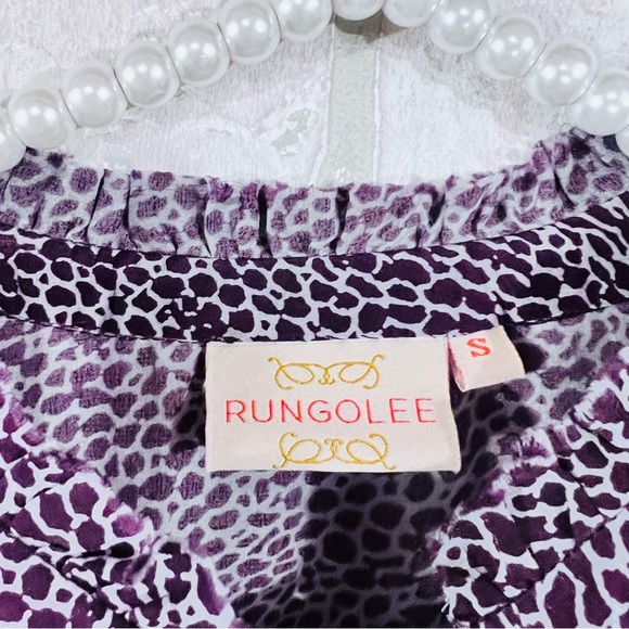 Rungolee Silk Popover Tunic Long Sleeve Animal Print Blouse Size S - Picture 5 of 9